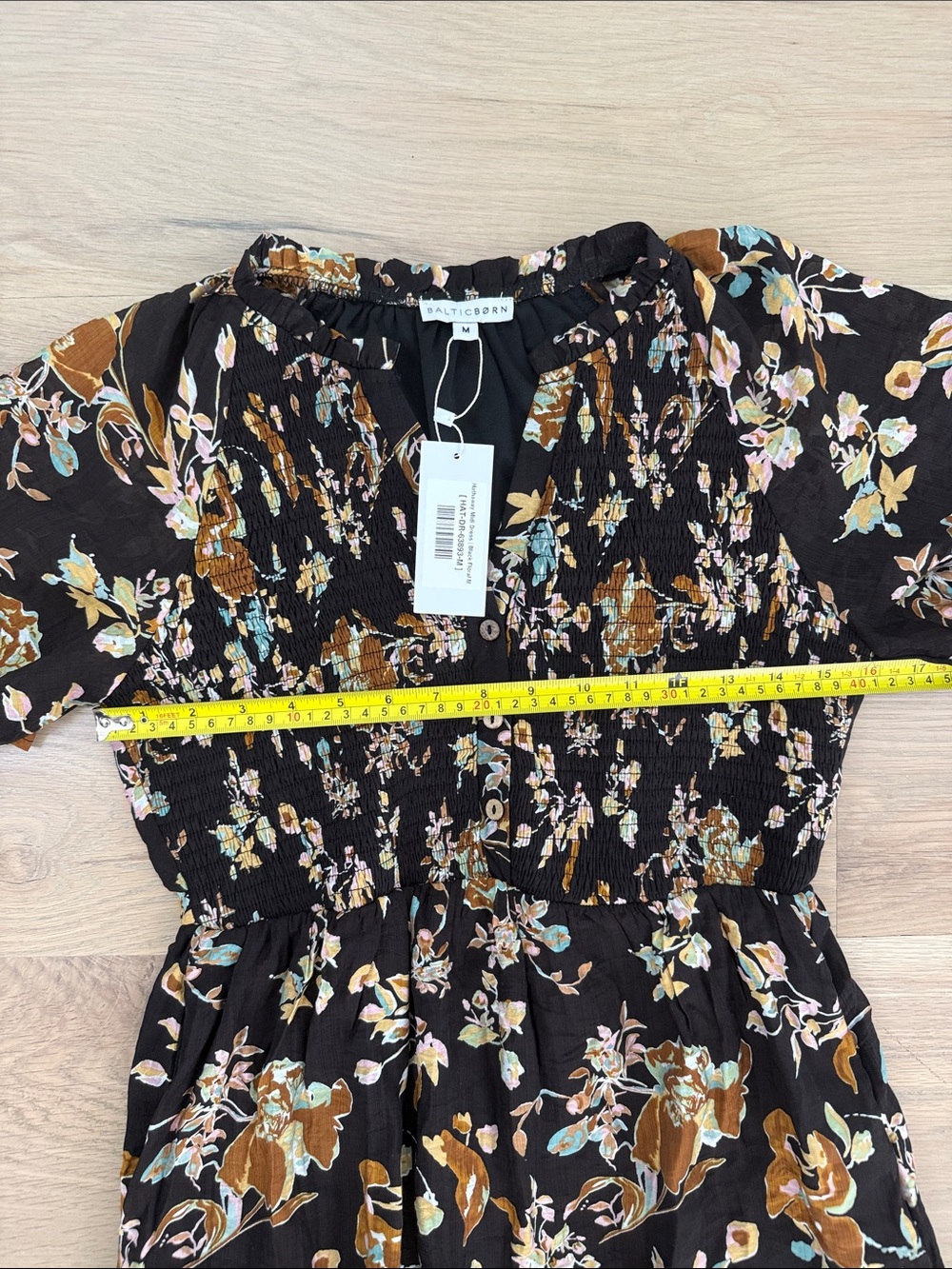 NWT Baltic Born Hathaway Midi Dress Black Floral Smocked Size M - Picture 4 of 9